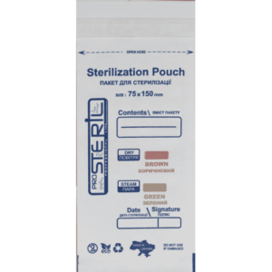 Sterilization pouches 75×150 mm white Kraft paper 100 pcs [S7515W]